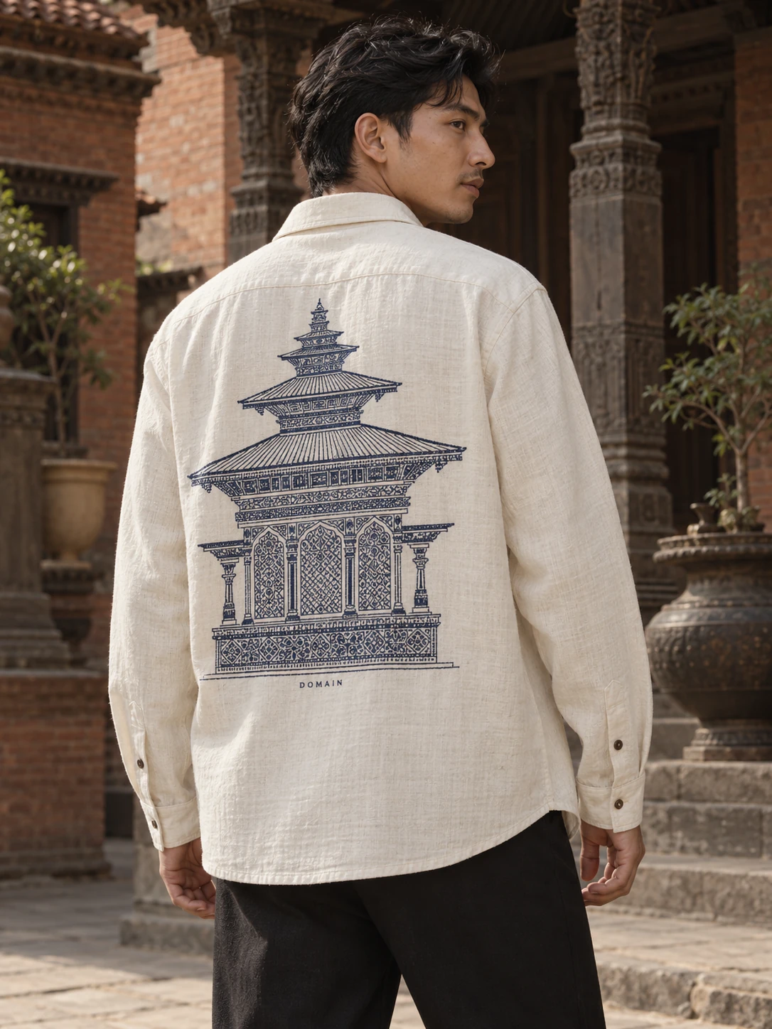 Temple embroidered overshirt